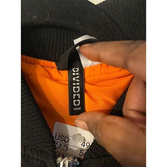 H&M Divided Women's Black Padded Oversized Bomber Jacket XS‎ NWT - Picture 6 of 11